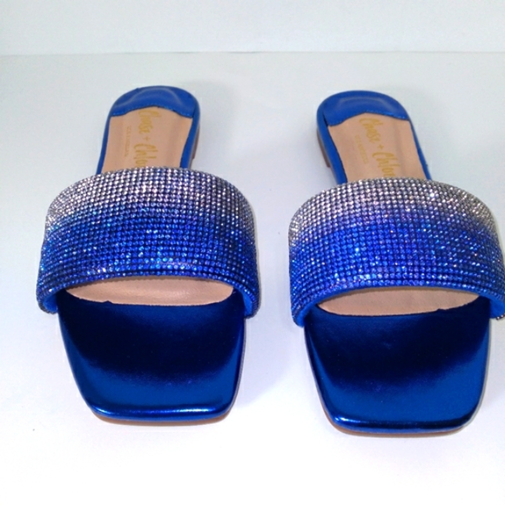 Blue Bling Ombre Chase + Chloe Slip On Sandals - Picture 4 of 5